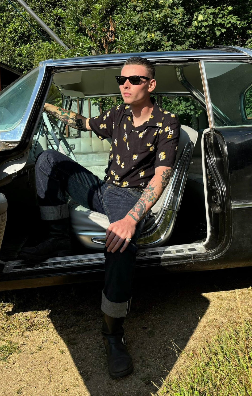Black Hash Vintage Print Shirt short sleeve