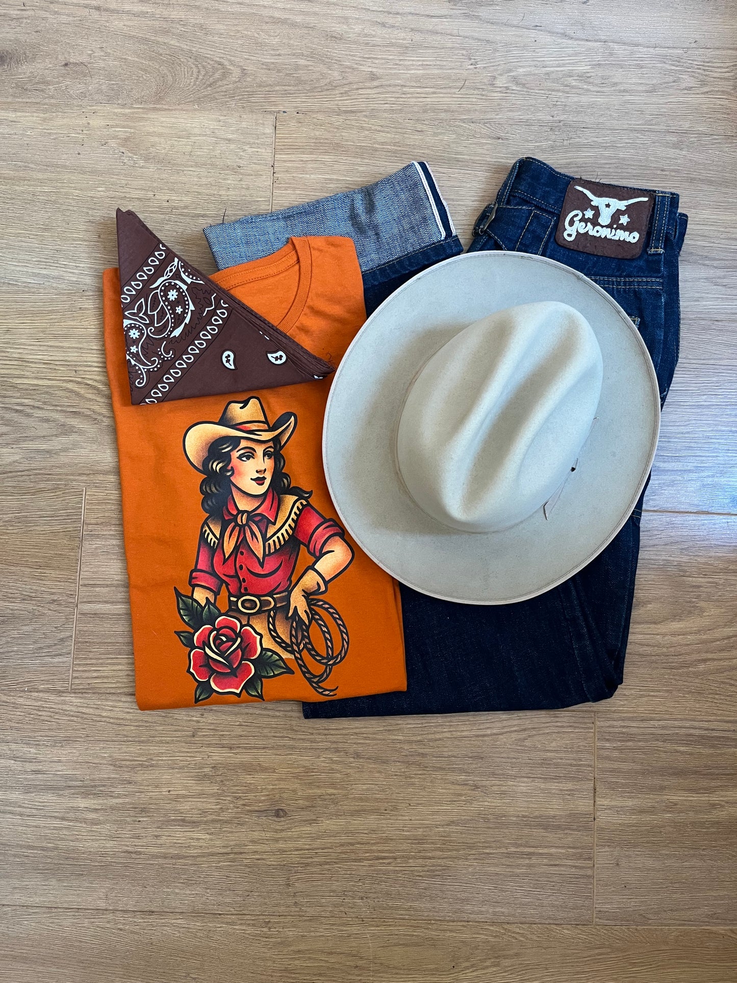 Ladies western rose t shirt