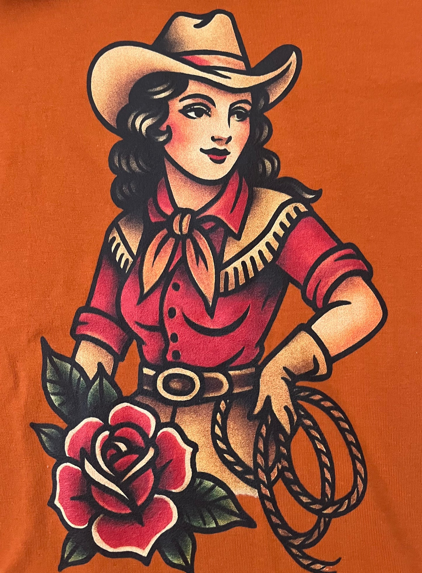 Ladies western rose t shirt