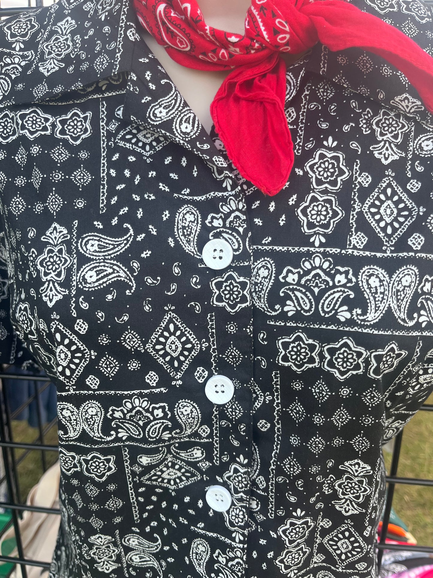 Ladies bandana print blouse