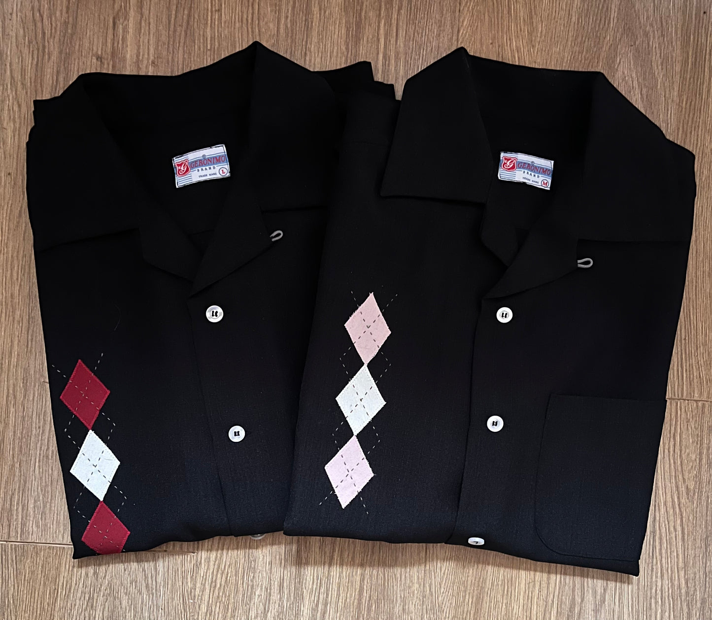 Mans black diamond embroidered shirt