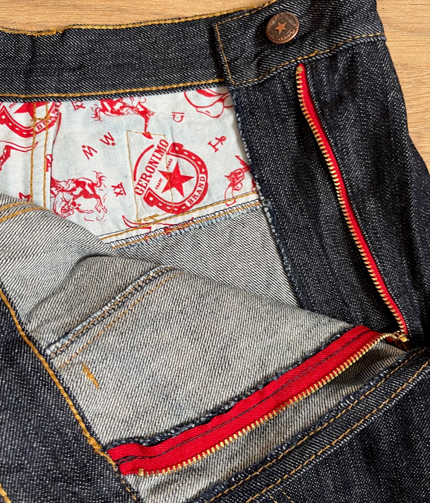 Ladies red line selvedge jeans