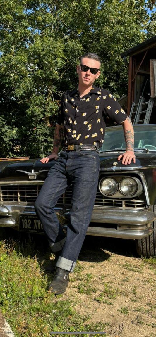 Black Hash Vintage Print Shirt short sleeve