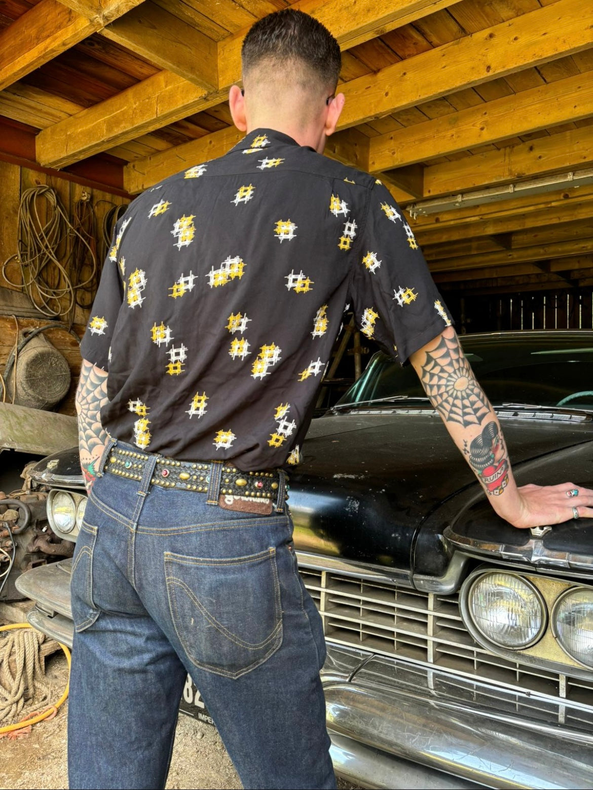 Black Hash Vintage Print Shirt short sleeve