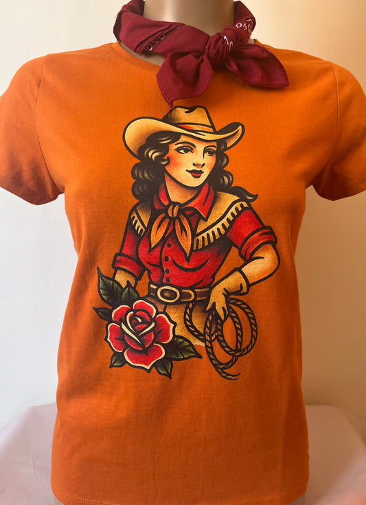 Ladies western rose t shirt
