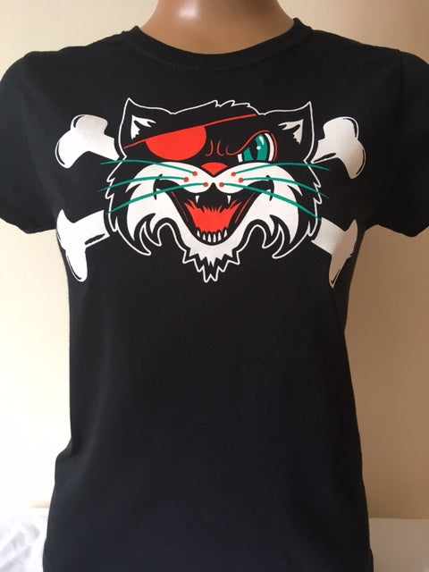 Ladies cat n cross bone T shirt